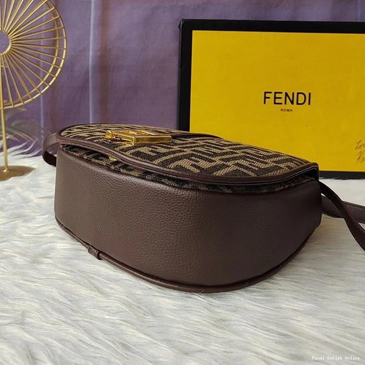 Cheap Fendi Bag Brown FF Fabric C'mon In Motif Medium 0711